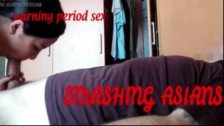 Korean gets fucked on her period with creampie